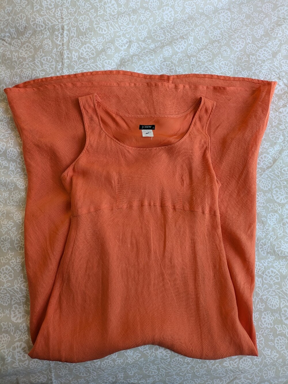 J.Crew 100% Size 2 Linen Orange Maxi Dress Summer|Coastal|Resort|Vibrant
